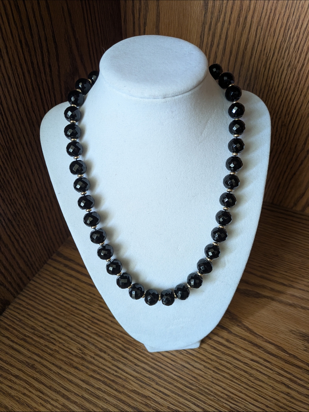 Classic Black Faceted Bead Necklace - Women's Jewelry